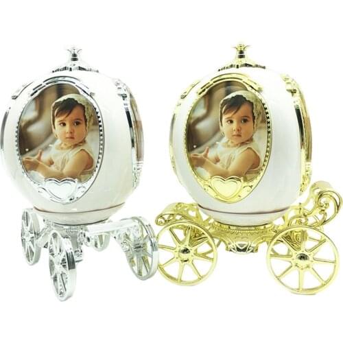 Pumpkin Car Photo Frame Rotating Music Box Home Decoration Wedding Decorative Accessories Party Desktop Household Decor
