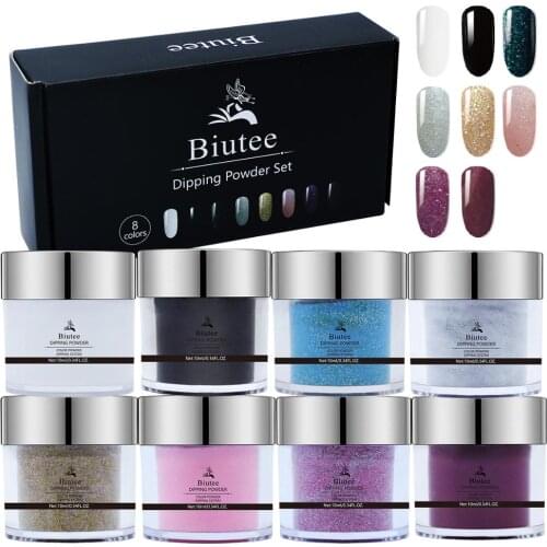 BIUTEE 10ML 8/6Colors Acrylic Powder Carving Nail Polymer Tip Extension French Pink White Clear Crystal 3D Dipping Powder Nail