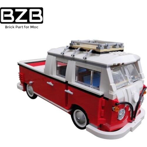 BZB MOC T1 Doka 10220 Camper High Tech VW T1 Camper Van Bus Car Building Block Model Kids Toys DIY Brick Best Gifts