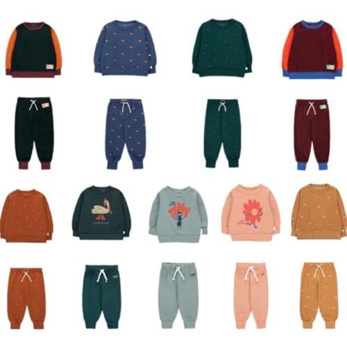 TC Brand Kids Sweatshirts Pant Set 2021 AW Winter Cotton Toddler Boy Girl Pullover Bottom Chilren School Clothes Outwear Sweater