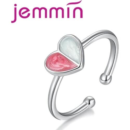 Exquisite Hot Sale Colorful Heart Opal Stone For Woman Girls Engagement Festival Present 925 Sterling Silver Opening Ring