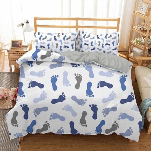 Interesting Feet Pattern Duvet Cover with Pillowcase Bedding Set Qeen King Full Size Home Child Bed Cover 135 Bedroom Bedspread