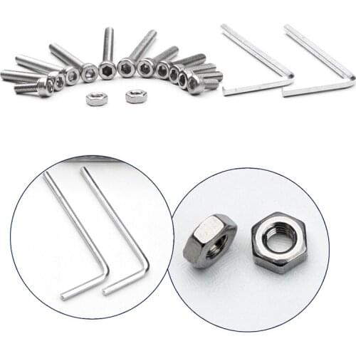 Stainless Steel 440PCS Cylinder Head Hexagon Hex Screws & Bolts Set with Nuts & M3 Wrench M3x6/8/10/12/16/18/20/25/30/35/40mm