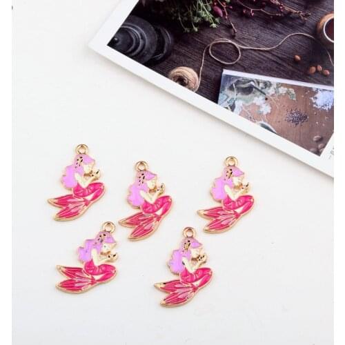 MRHUANG 10pcs/pack Lovely Mermaid Floating Enamel Drop Oil Charms Alloy Pendant fit for Jewelry Accessories