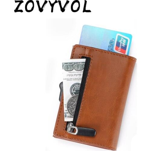 ZOVYVOL RFID Blocking Card Wallet Smart Wallet Vintage PU Leather Coin Purses Magnetic Closing Card Holder Casual Money Bag