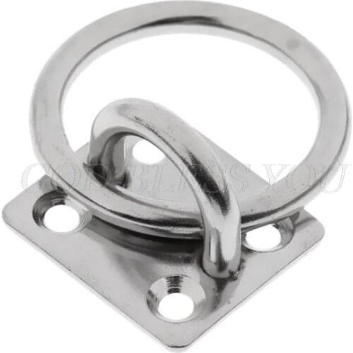 Heavy Duty 304 Stainless Steel Square Pad Eye Plate Eye Hook with Round Ring Boat Marine Hardware for Sailing Boating M5/M6/M8