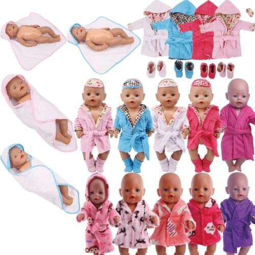 Doll Bath Towel Pajamas Nightgowns Fit 18 Inch American&43 Cm Baby New Born Doll Reborn Our Generation Christmas Girl`s Toy DIY