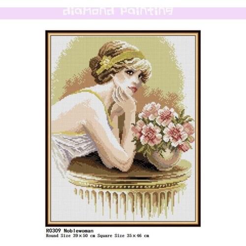 Square & Round DIY Paint By Diamond Painting Kits Noblewoman Sets Embroidery Cross Stitch Rhinestones Full Drill Home Decoration