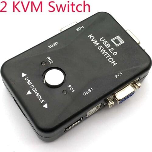 New USB KVM Switch Switcher 2 Port VGA SVGA Switch Box USB 2.0 Mouse Keyboard 1920*1440