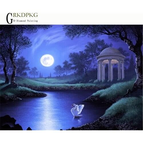 Swan moon gift 5d DIY Diamond Embroidery Diamond Painting Cross Stitch Full Square Rhinestone Mosaic Unfinished Home Decoration