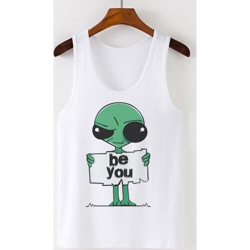 Summer Funny Alien Print Sexy Vest Camisole Tank Tops Women Tops Tee TShirt Female Casual Sleeveless Laies Plus Size Streetwear