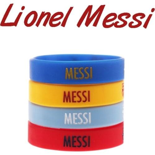 Lionel Messi Silicone bracelet Football Fans Club Silicone Wristband 4 Colors Adult Kids Size Fashion Signature Jewlry for Gift