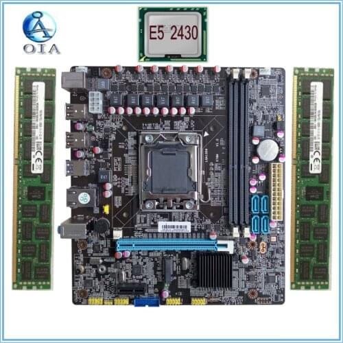 Mainboard New Desktop Motherboard X78 LGA 1356 with E5 2430 + 8G(4G*2)RAM set M.2 ddr3 ecc ram port 32G USB3.0 M ATX
