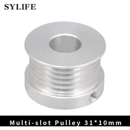 Multi-Slot Belt Pulley 6061 Aluminum 22mm Dia 10mm Inner Hole Dia Silver