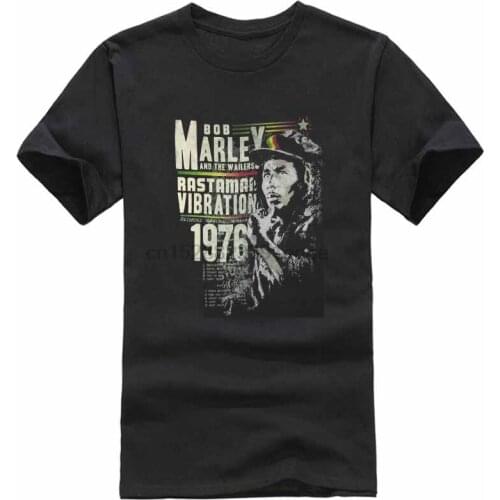 Bob Marley Rastaman Vibration 76 Mens Black T Shirt New Official Reggae Music Free Shipping Summer Fashion Unisex Tees