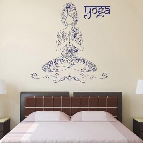 Yoga Wall Stickers Living Room Decor Vinyl Decal Beauty Girl Mediation Bedroom Murals Tattoo Style O36