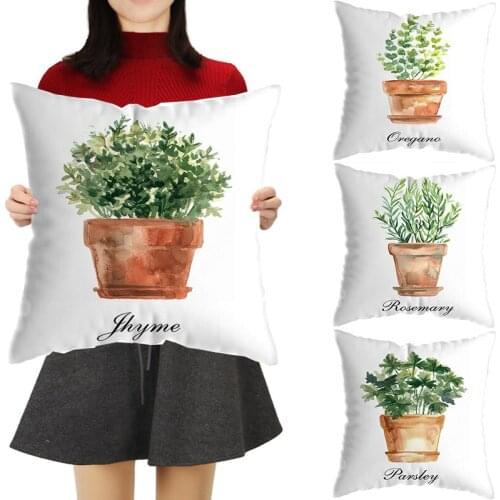 Nordic Green Leaves Wall Art Home Decoration Throw Short Plush PillowsDecorative Living Room Cushions