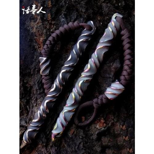 NEW Titanium Alloy COOL Stick Self-Defense Edc Equipment Outdoor Play Decompression Tactics Small Crowbar Cuban Cane Short Stick