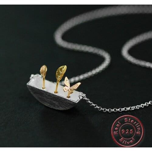 Amxiu Handmade Potted Flower Pendant 925 Sterling Silver Necklace Choker Jewelry For Girls Friends Birthday Gifts Accessories