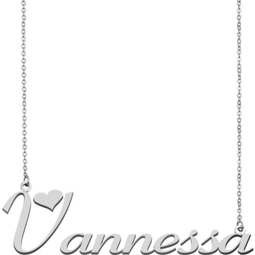 Venessa Name Necklace Personalised Stainless Steel Women Choker 18k Gold Plated Alphabet Letter Pendant Jewelry Friends Gift