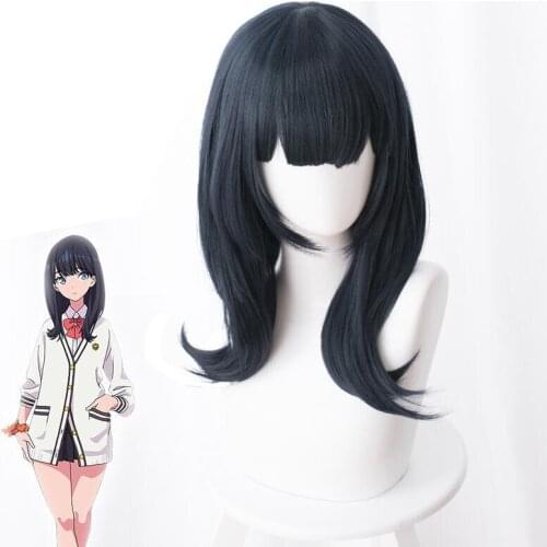 Anime SSSS.GRIDMAN Takarada Rikka Cosplay Wig Role Playing 50cm Long Synthetic Hair Wigs