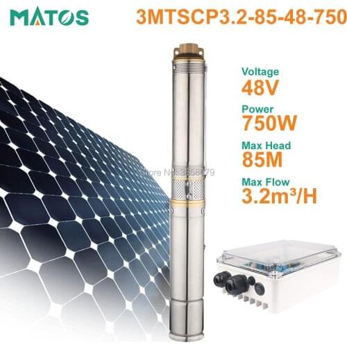 Stainless steel 48 volt dc brushless 1hp deep well solar windmill submersible water pump with plastic impeller