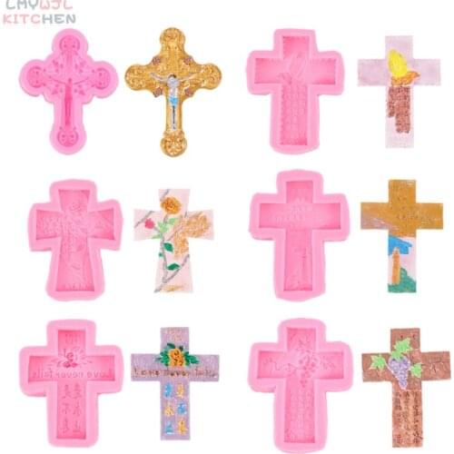 Retro Embossed Jesus Cross Silicone Mold Chocolate Fondant Cake Decoration Sugar Art Aromatherapy Gypsum Resin