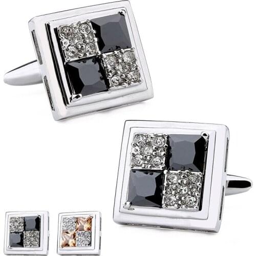 HAWSON Luxury Zircon Cufflinks for Men Square Pattern Trendy Shirt Accessories High Quality Best Gifts for Mens Wedding