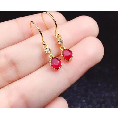 The Best Engagement Gift Ruby Earring 925 Sterling Silver Fahshion Natural and Real Ruby Earring