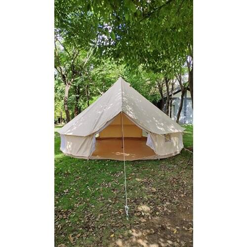 Family Hiking Tent 4 Season Cotton Canvas Bell Tent Waterproof Hunting Camping Yurt Tent Luxury(9.8ft for 3-5 Persons)