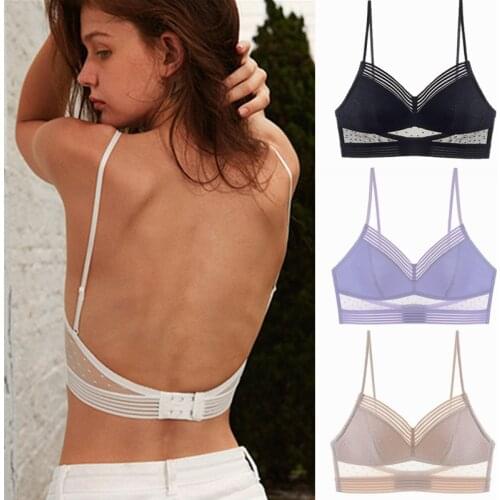 Mesh Soft Quality Bra Woman Seamless Invisible Underwear Backless Beauty Back Lace Sexy U Back Bras For Women Push Up Bralette