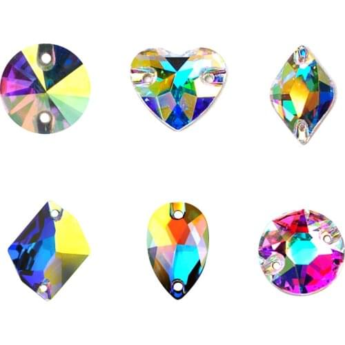 Mix Strass Sizes Shapes Sewing Crystal AB Sew On Rhinestone Flatback Strass Crystals Sew On Stones For Wedding Dress Crafts
