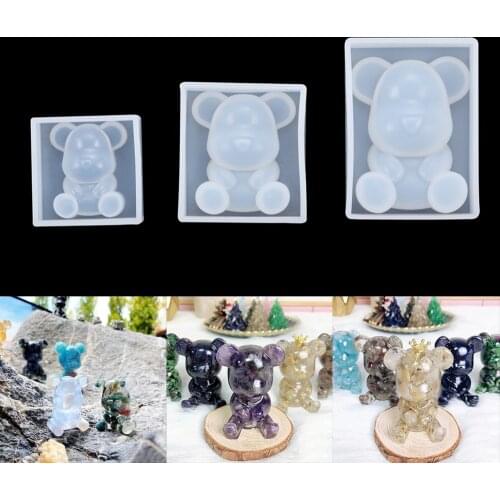 Stereo Bear Mirror Silicone Molds Cute 3D Animal Keychain Epoxy Resin Mold For DIY CraftsDecoration Jewelry Making Plaster Mould