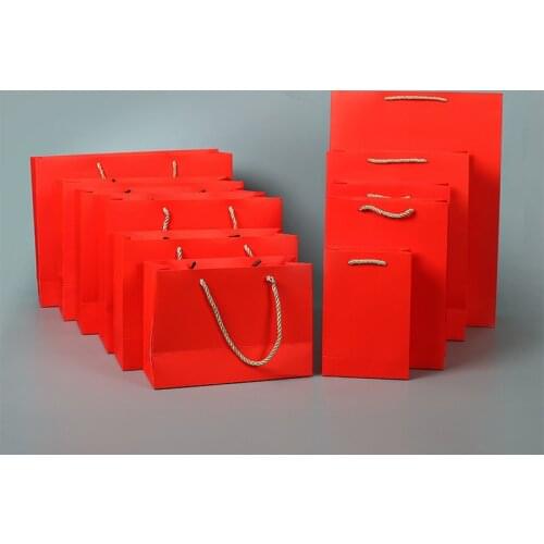 Wedding Companion Handbag Red Paper Packaging Gift Bag Candy Bag Wedding Gifts for Guests Tote Bag Clothing Wrapping Supplies