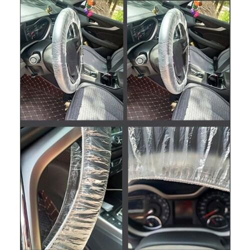 100pcs Universally Car Disposable Plastic Steering Wheel Cover Waterproof For Car T21E