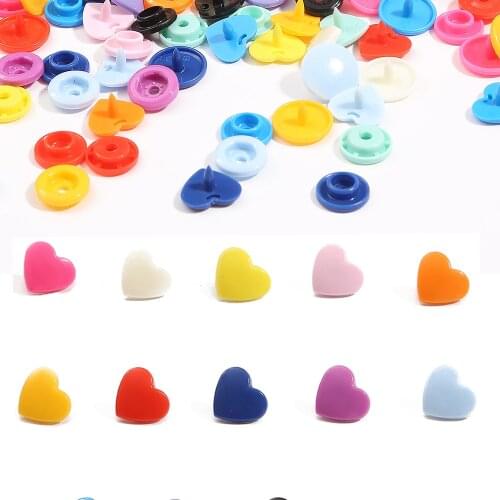 10sets T5 Heart Snaps Clothing Accessories Plastic Butttons DIY Press Stud Fasteners Baby Diaper Clothes Clips Garment Buttons