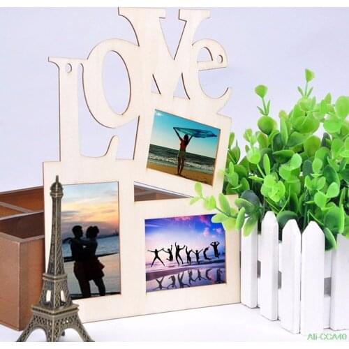 1Pcs Hot Sale DIY Lovely Hollow Love Wooden Family Photo Picture Frame Rahmen White Base Art Home Decor
