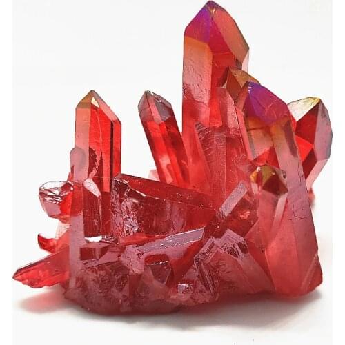 110g natural crystal Red angel aura quartz cluster specimens cured Titanium coating quartz cluster