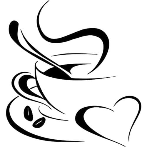 16.3cm*17.7cm Tea Coffee Heart Stickers Decals Vinyl Car Styling Decor Black/Silver S3-6337