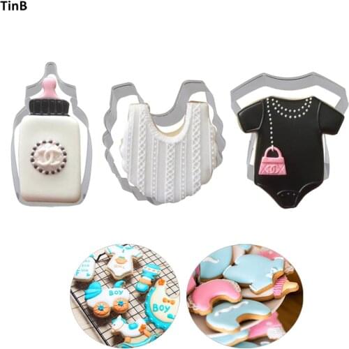 3pcs/set Baby Clothes Cookie Cutters Stainless Steel Biscuit Mold Fondant Cutter Baking Accessories for Confectionery Sugarcraft