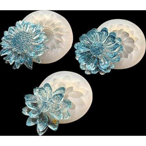 4Pcs Flower Epoxy Resin Mold Kits Camellia Sunflower Rose Pendant Mold Jewelry Making Tools