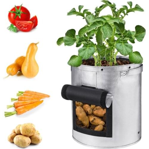 7/10 Gallons Non-woven Fabric Potato Grow Bag Thickened Strawberry Planting Nursery Bag Breathable Pot Container Garden Planter