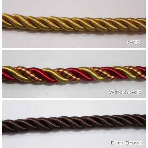 7 Colors Quality Thread Twisted Rope Cushion Pillow Bag Sofa Chair Decorative Cords Accessories 15 mm Sell by 2 meters per bale