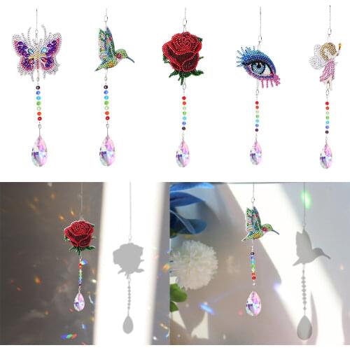 5D DIY Diamond Painting Sun Crystal Light Catching Wind Chimes Angel Tears Diamond Pendant Hanging Art Mosaic Kit Home Decor