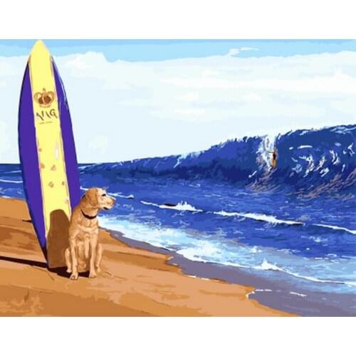 Frameless picture oil painting by numbers wall decor diy painting on canvas for home decor 4050 surf