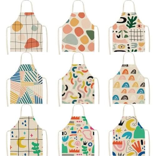 Cactus Plant Printed Kitchen Apron Kids Men Women Chef Cooking Geometric Aprons Cotton Linen Waist Apron Cleaning WQ167