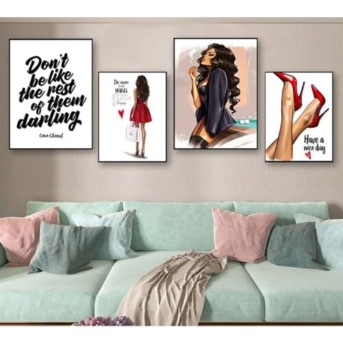 And Prints Wall Pictures For Living Room Decor Red High Heels Girl Wall Art Print Canvas Painting Nordic Canvas Posters