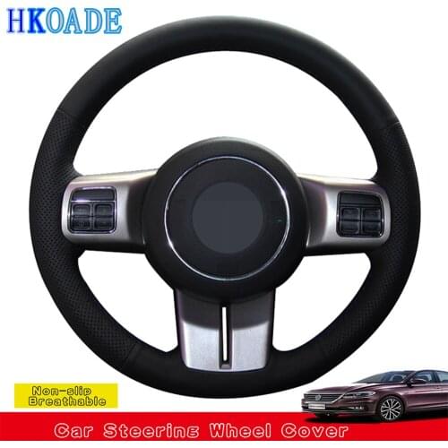 Hand-made Black Artificial Leather Car Steering Wheel Cover Wrap For Jeep Compass Cherokee (Grand Cherokee) Patriot Wrangler