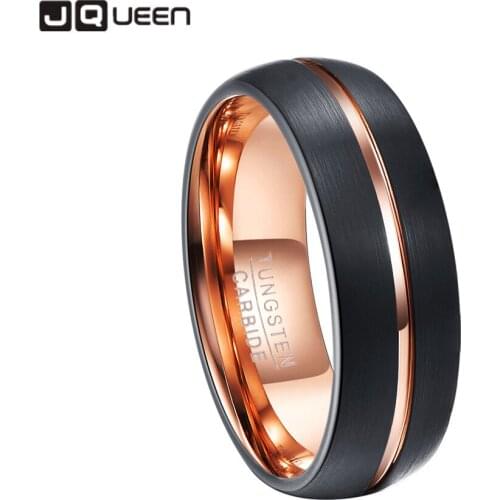 T041R 8mm Tungsten Carbide Rings New Cool Charming Rose Gold Color Mens Fashion Jewelry Wedding Band Tungsten Steel Ring