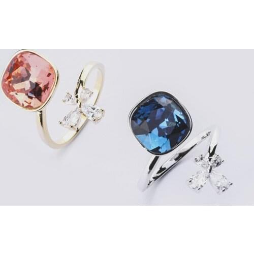 Rings For Women Females Jewelry Accessory Bridal Wedding Engagement Promise Gift Flower Resizable 2020 New Good Quality Crystal